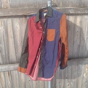 Colorful Pasely Patchwork Button-Up Shirt